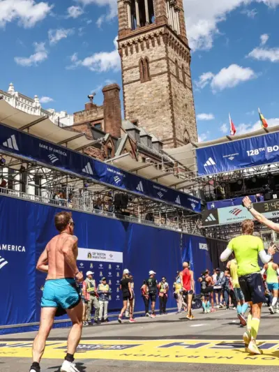 Boston Marathon 2024 runners crossing finish line