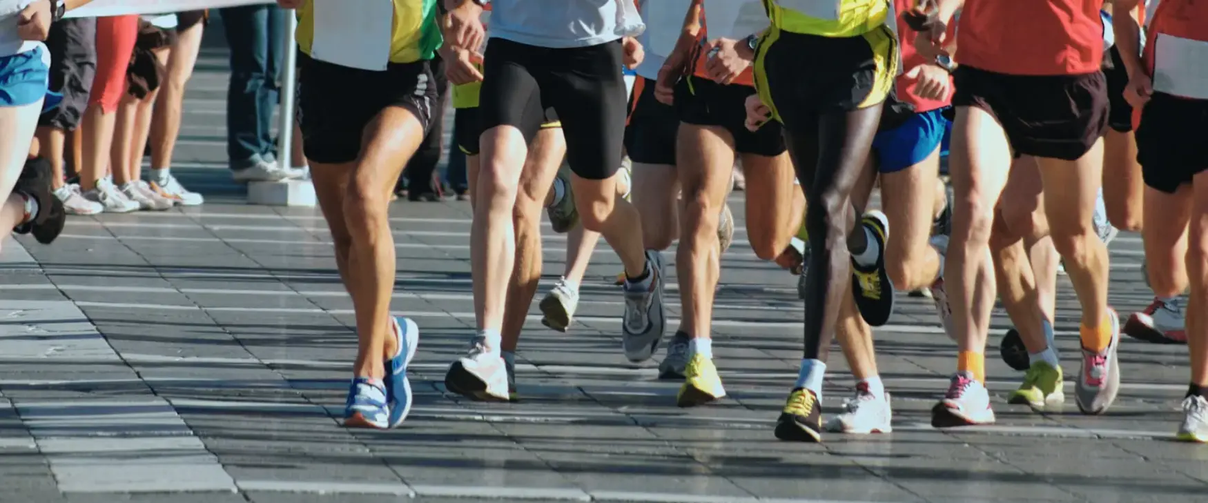 Large group of runners running a marathon