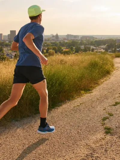 Man running in Boise wearing Brooks Glycerin 21 running shoes