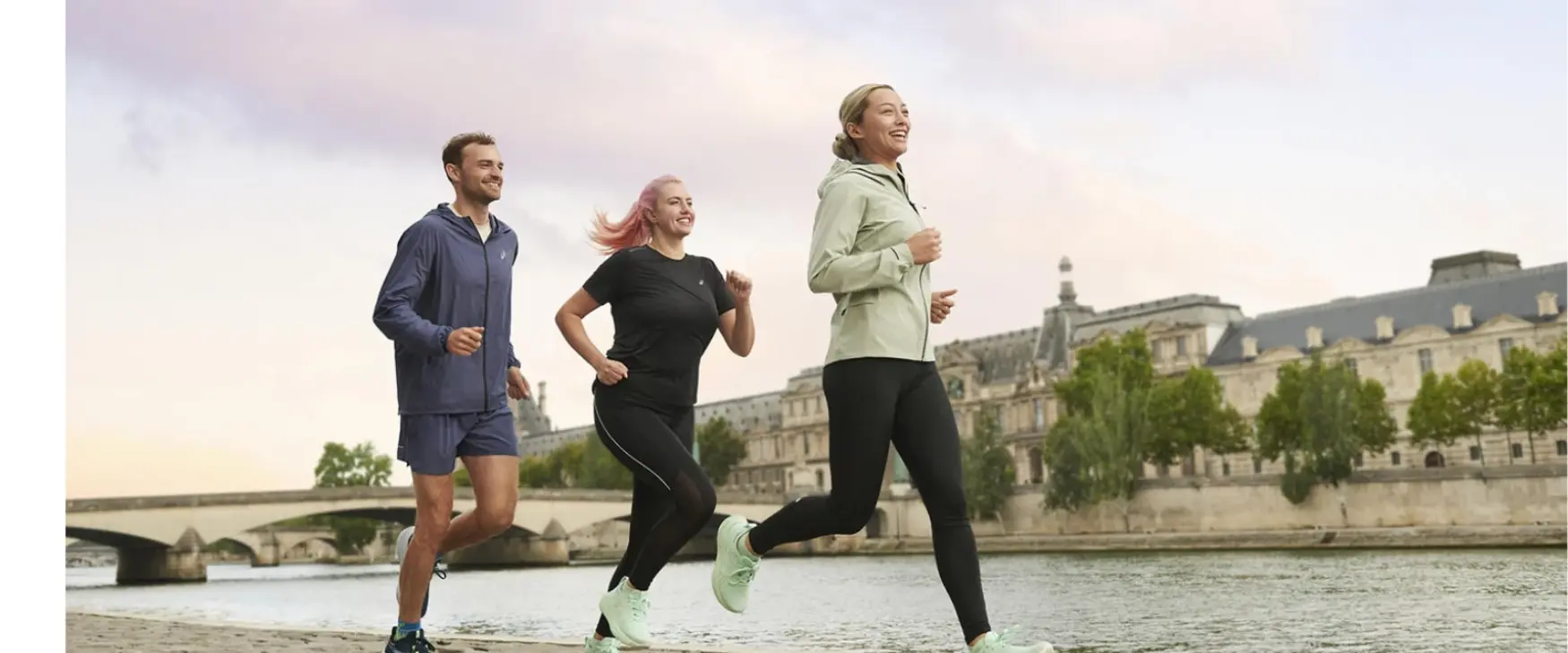 Group of men and woman running together in cooler weather
