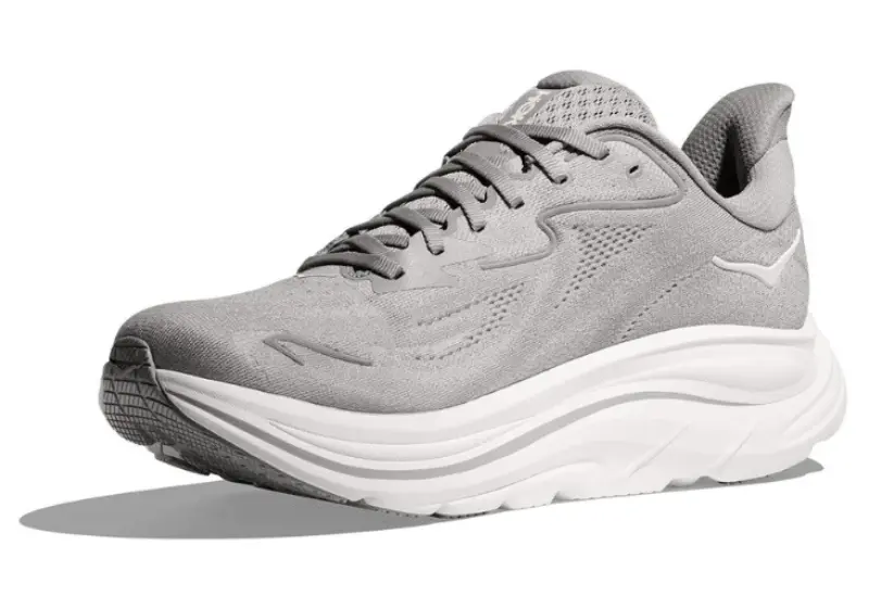 stack height view of the men's Hoka Clifton 10 Stellar GreyStardust on a white background