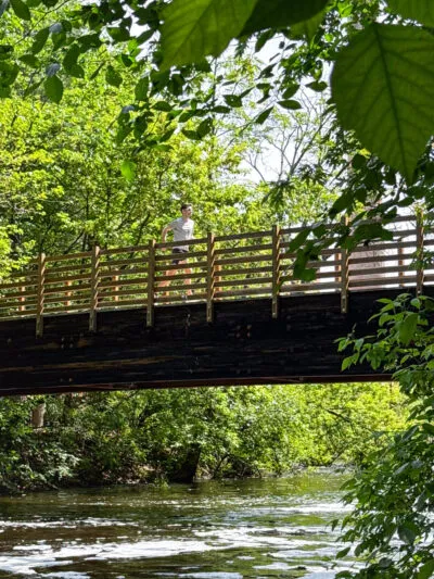 running across bridge in adidas Boston 13
