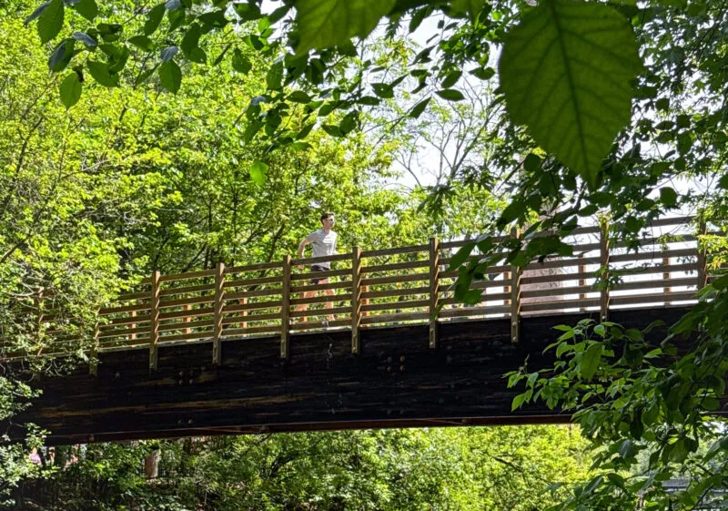 running across bridge in adidas Boston 13