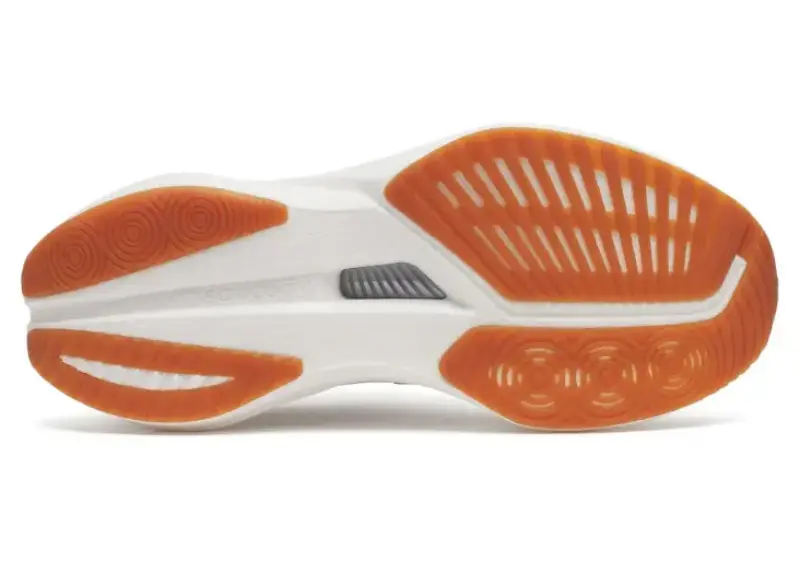 Saucony Endorphin Speed 5 White and Gum Bottom View