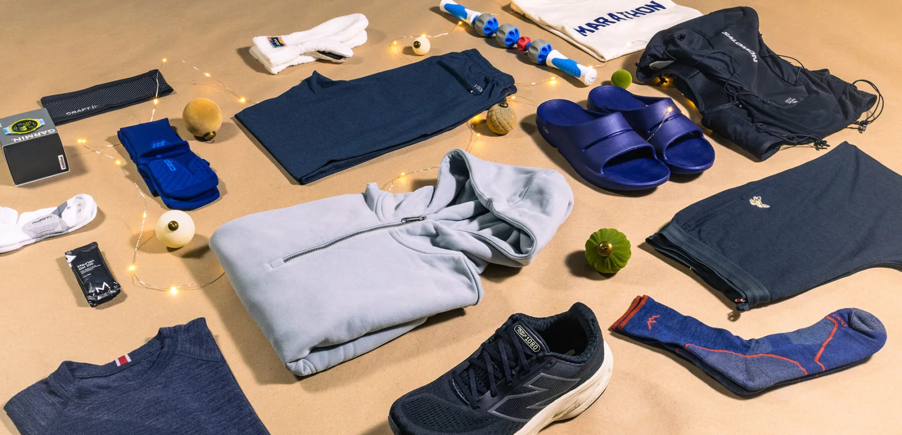 lay flat of holiday gifts