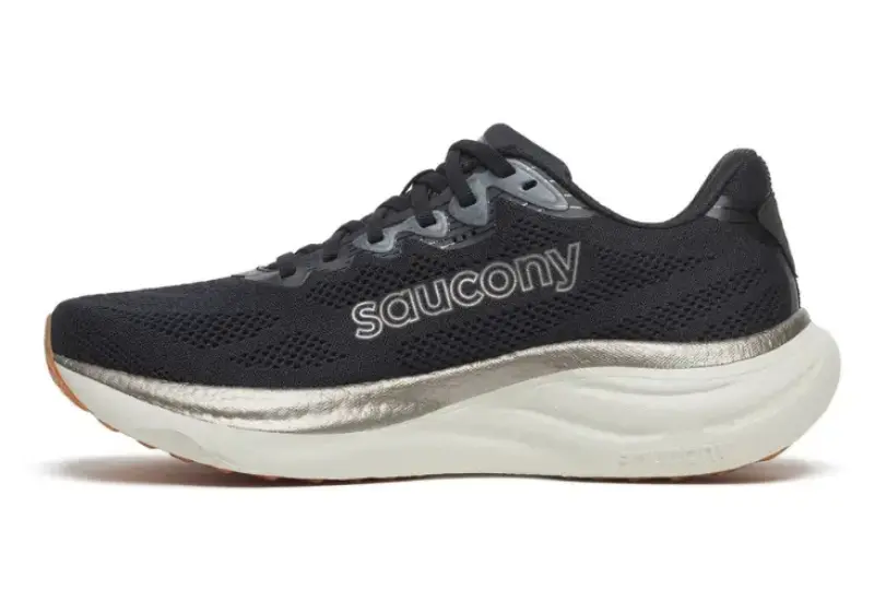 Men's Saucony Ride 19 in BlackSilver side view (
