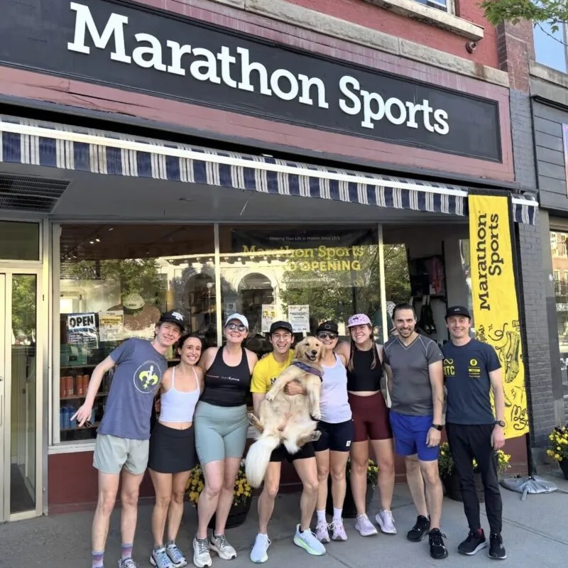 Marathon Sports Montpelier Run Club In Front of Store